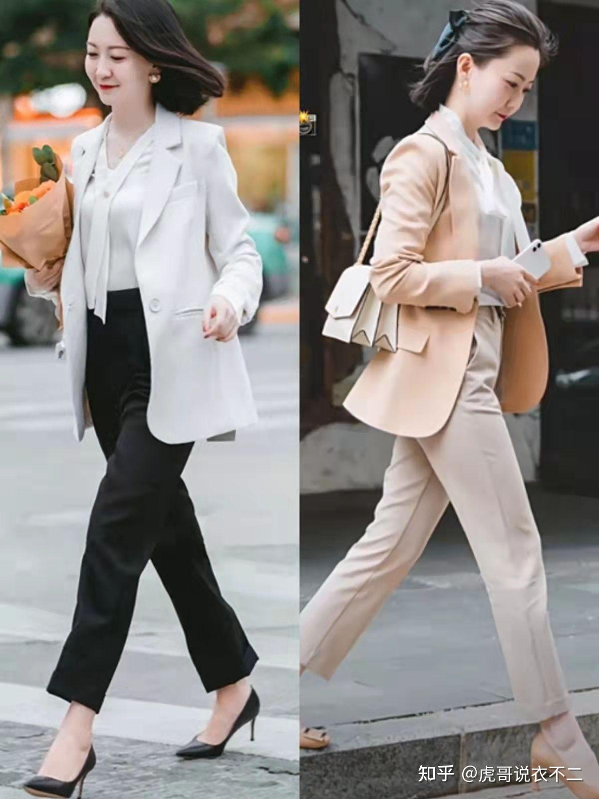 40岁女人会不会穿西服看里面搭什么就知道小个子照穿优雅洋气