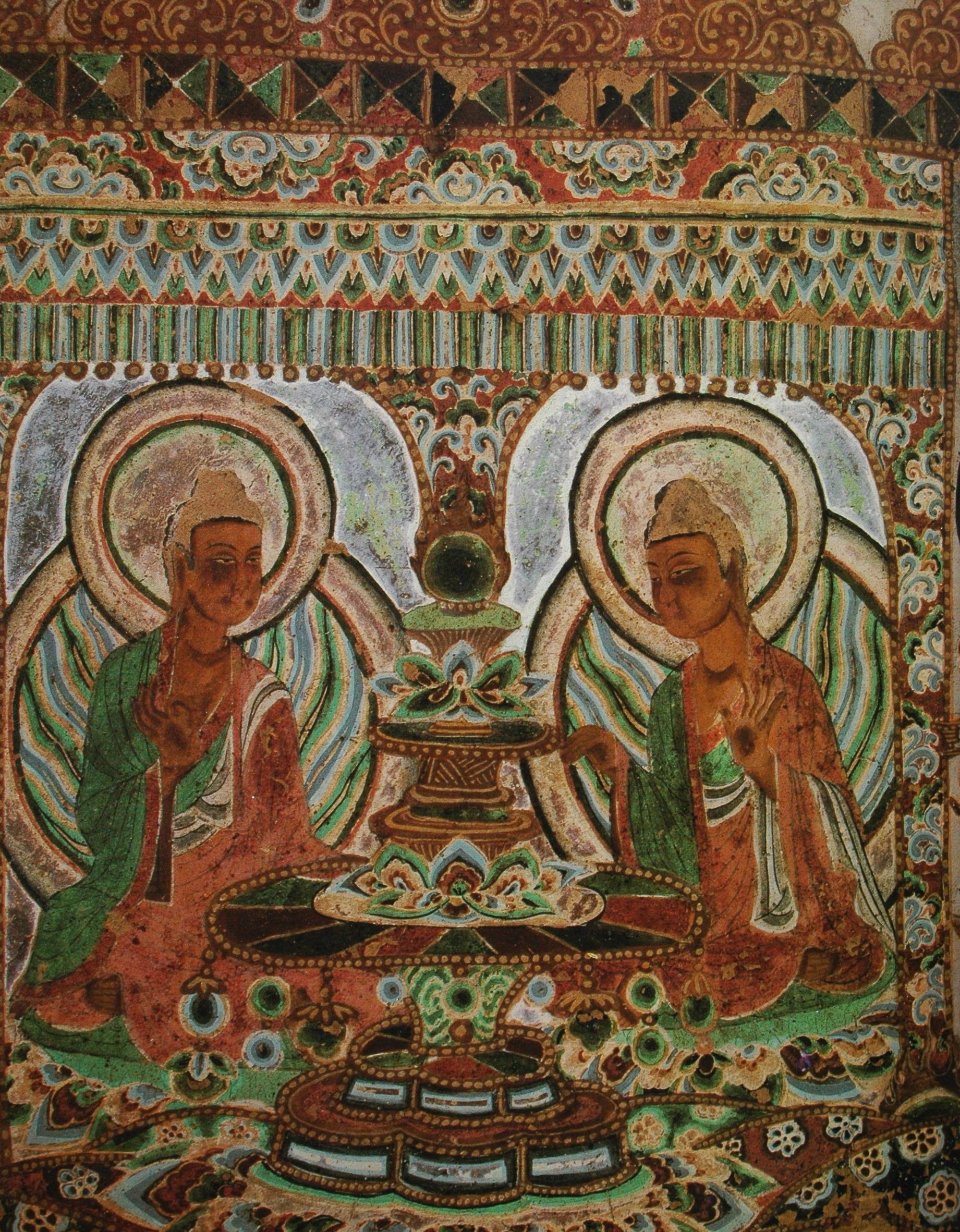 神游千年大美敦煌盛唐45窟西龛彩塑各有神采配合龛顶壁画北壁净土佛国