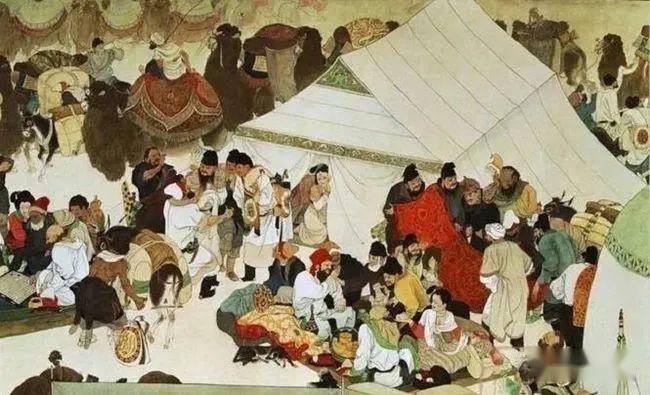 国画《俺答封贡》局部到了隆庆朝,朝廷终于认识到了贸易的力量.