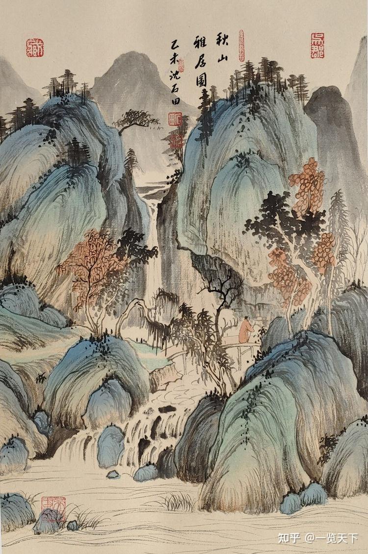 清国 大型 永興典當行封藏 棲禽図 名家 【沈銓 】 氏の書卷绘 卷绘未