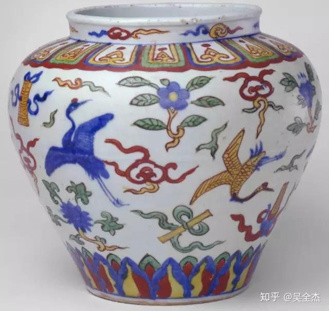 中国　大明嘉靖年製　五彩人物文水指　筆筒　M　R1434 中国 大明嘉靖年製 五彩人物文水指 筆筒 M R1434