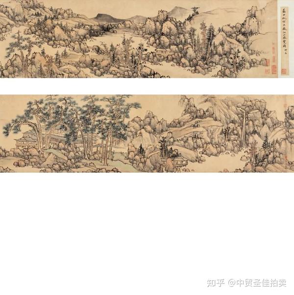 模写 清人藍田 粛密画山水図 肉筆水墨画 掛軸 藍瑛 清朝-