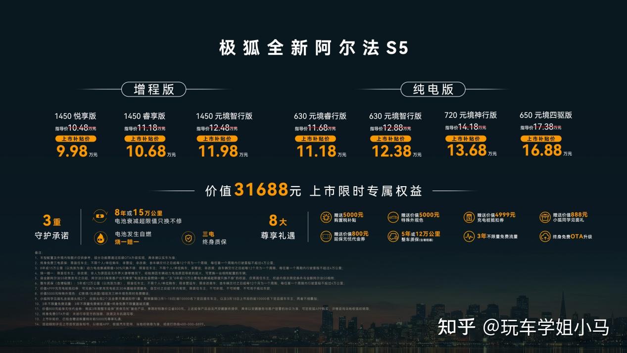 补贴后9.98万起 极狐全新阿尔法S5上市 纯电/增程双动力可选