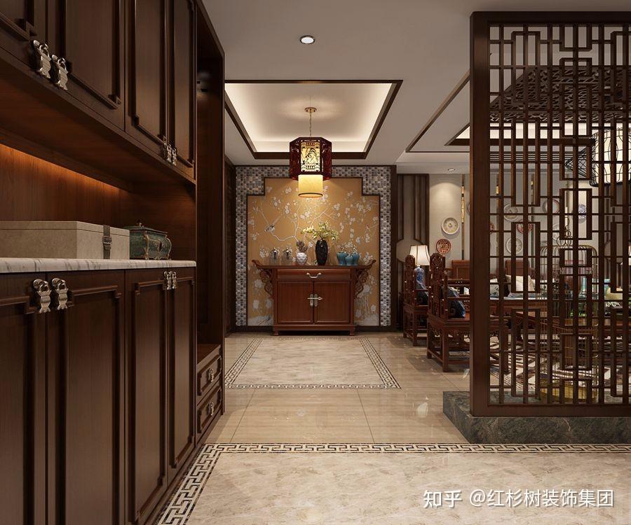 红杉树装饰案例240平别墅中式风东方之美