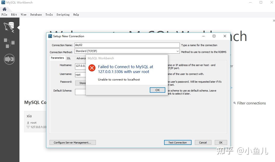 Failed to connect to mysql at 127 0 1 3306 eith user root 