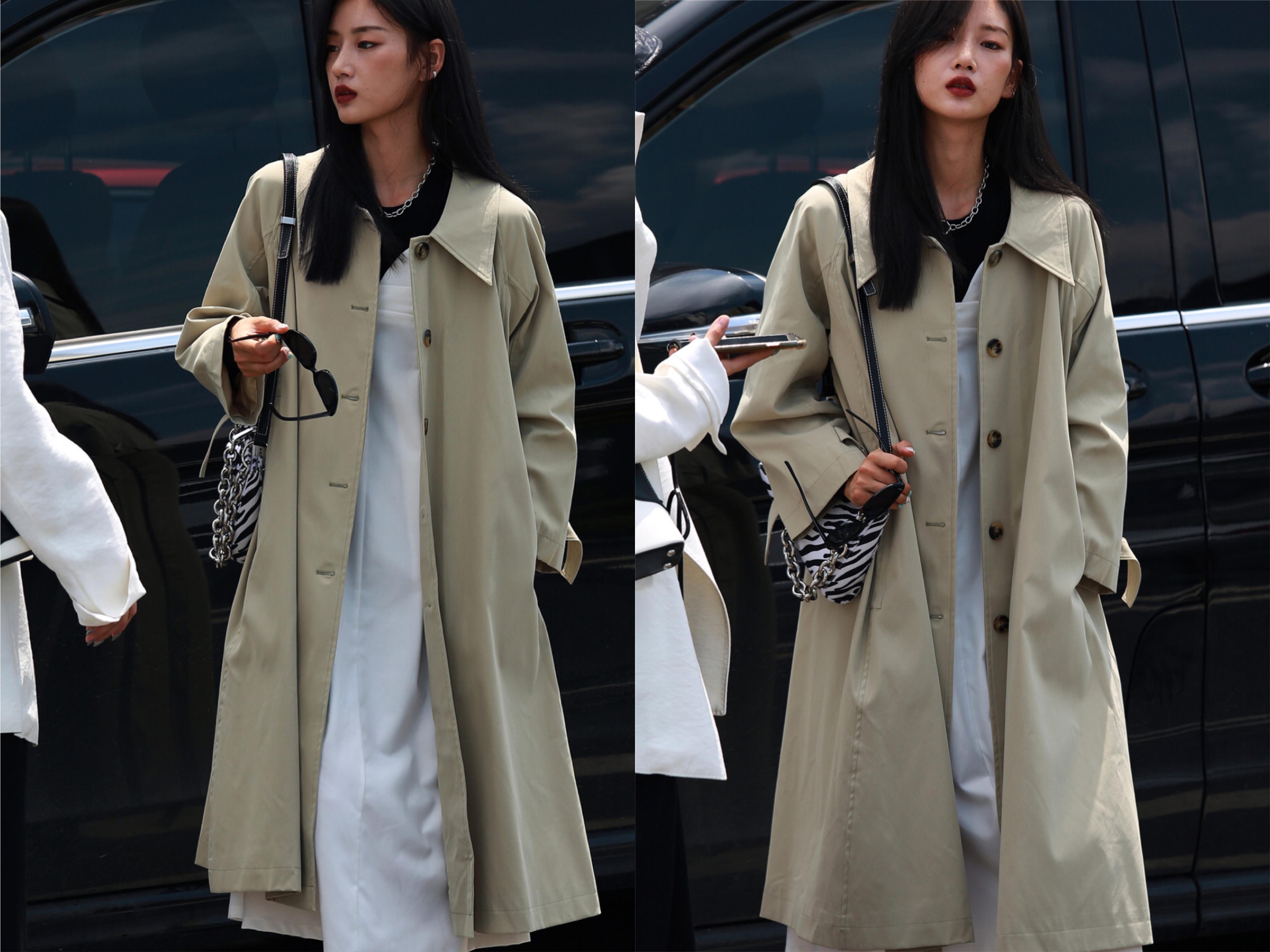 女生秋天怎么穿风衣好看