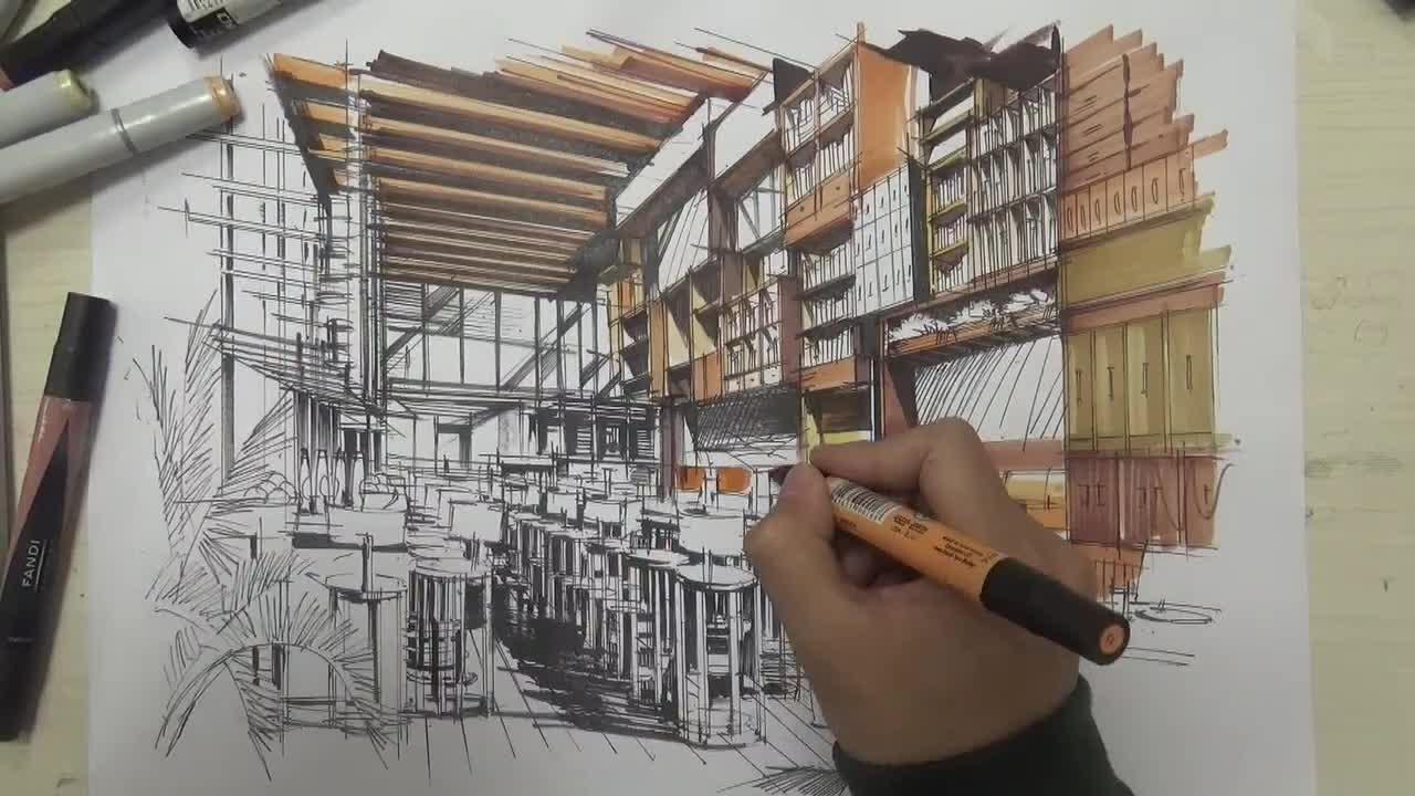 清华美院、北服、北林、北理工环艺考研手绘视频分享4—室内空间绘画技巧 - 知乎