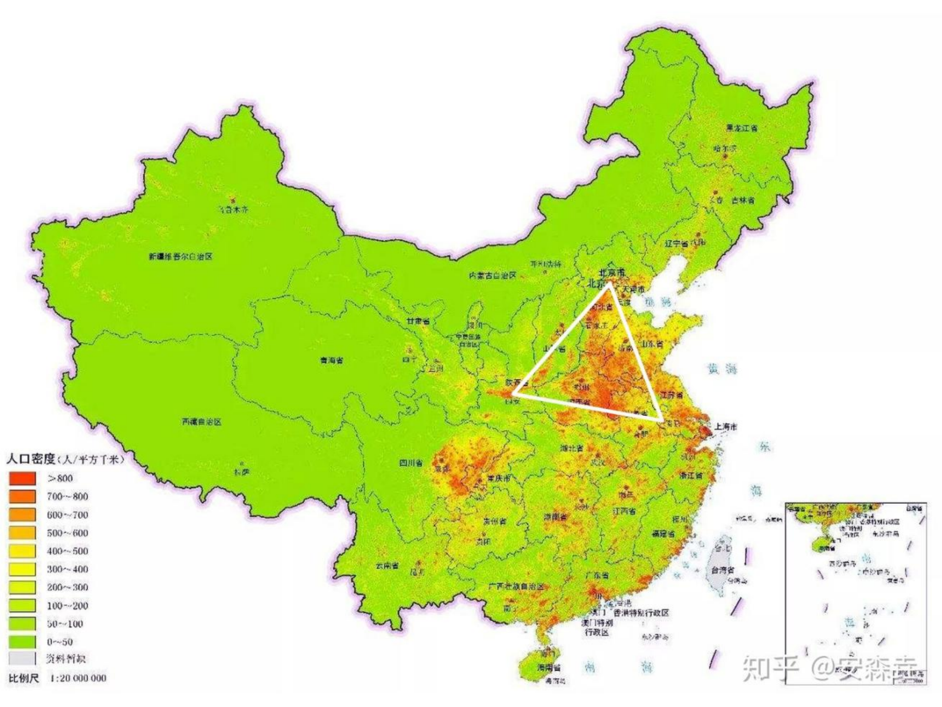 图 6:中国人口密度示意图