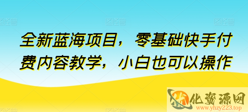 全新蓝海项目，零基础快手付费内容教学，小白也可以操作【揭秘】