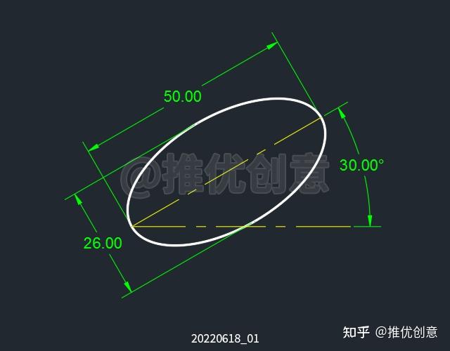 下面這個cad橢圓旋轉角度是怎麼怎麼標註出來的求操作步驟