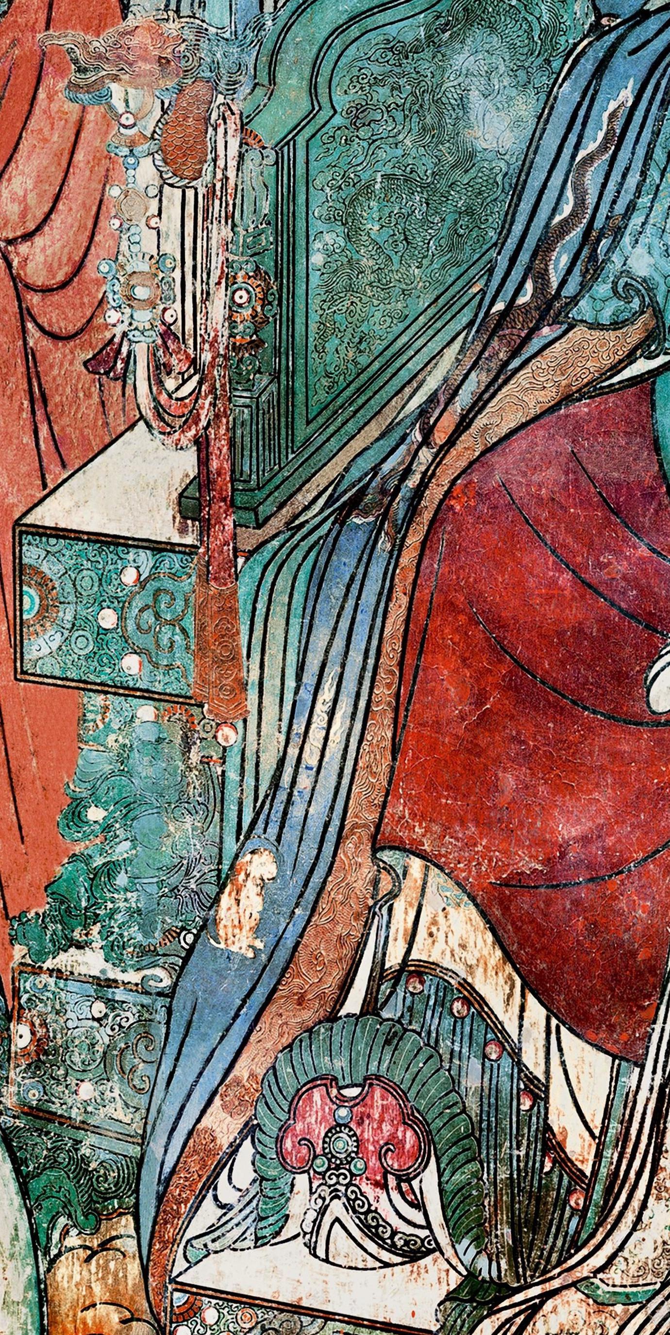山西永乐宫三清殿-元代壁画《朝元图》:290位神仙,浩荡朝拜道祖,满壁风生星起(3)紫微大帝【高清超大图】 - 知乎