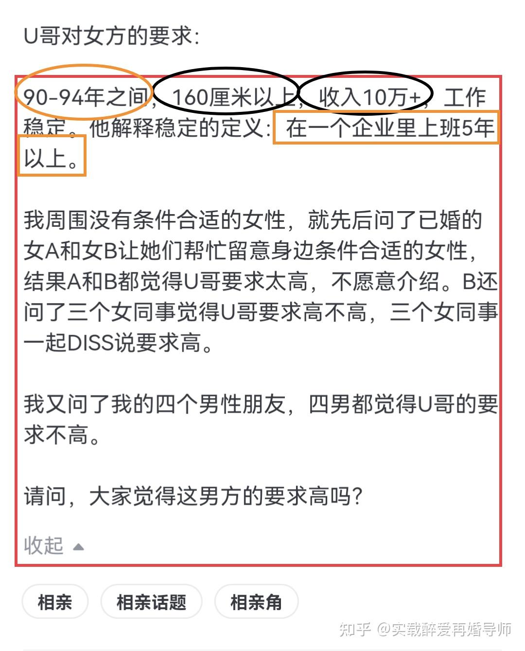 男女相亲条件对比表图片