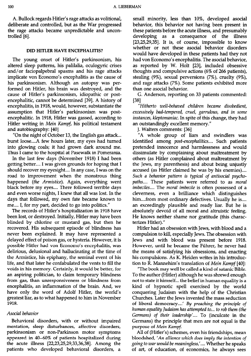 hitlers tremor, although not ascribed to pa