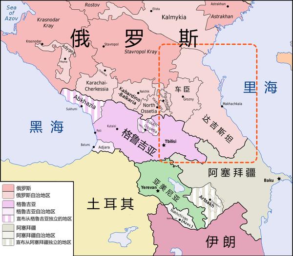 车臣国地图图片