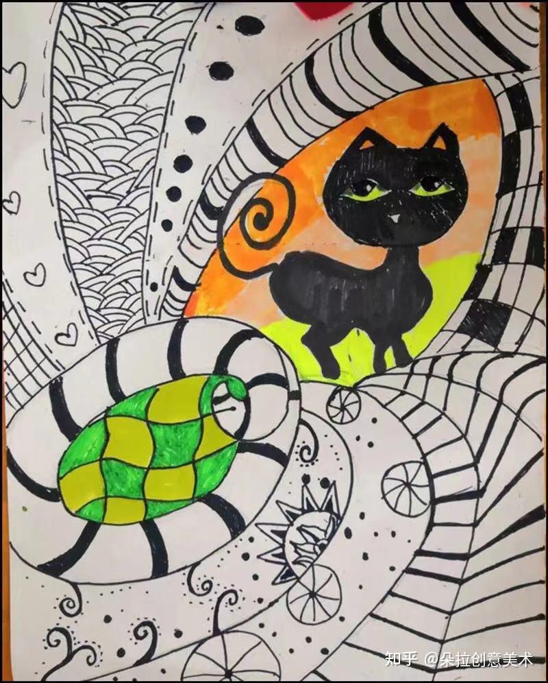 美术教程-马克笔水彩线描画《我的小猫咪》