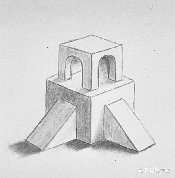 堆放的立方体有点多,从最上面的方块开始画,要经常擦掉多余的线.