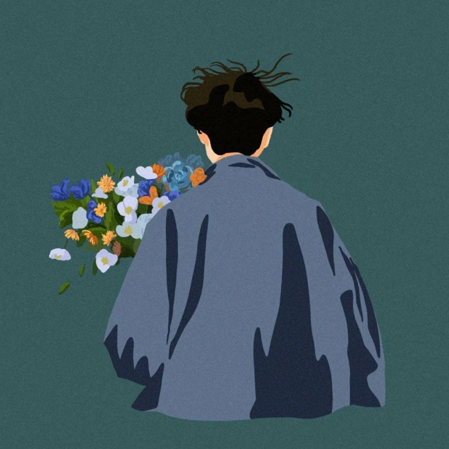 小可爱们有没有手里拿花的人的头像哇歪头谢谢啦类似下图这种的喔