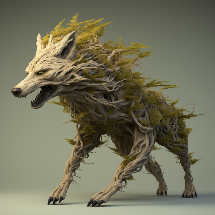 分享一组ai的特效画作!变异的狼!