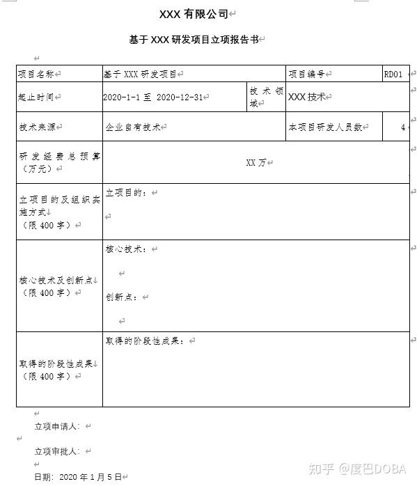 《研发项目立项报告》如何撰写