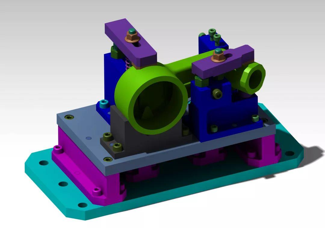 工程机械卧式加工中心夹具3d模型图纸catia设计