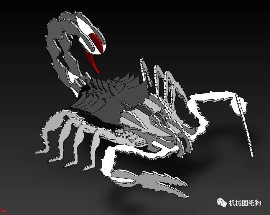 【生活艺术】nasty scorpion蝎子立体拼装模型3d图纸 solidworks 附