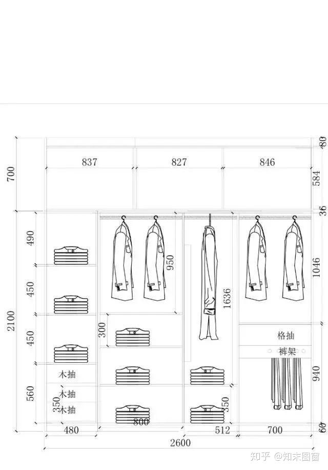 衣柜装修设计尺寸图全是黄金布局尺寸呦