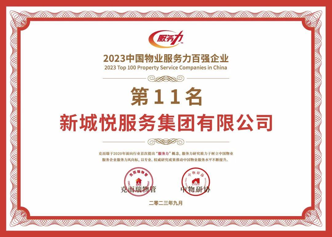 新城控股集团悦服务荣获“2023中国物业服务力百强企业”、“2023中国物业FM设施管理领先企业”等 - 知乎