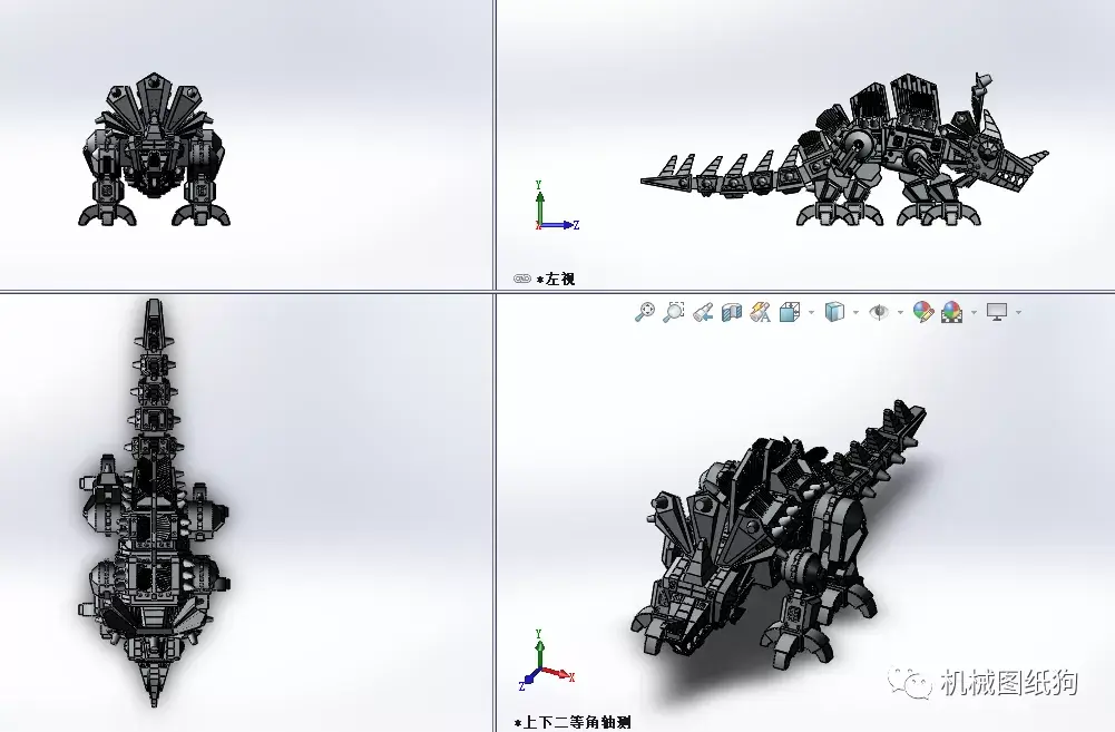 生活艺术dinosaurrock机甲恐龙模型3d图纸solidworks设计