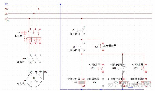 时间继电器循环接线图图片