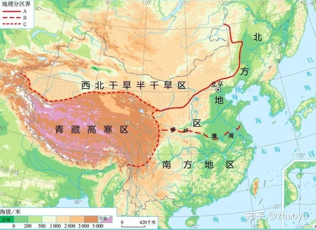 中国各地理分界线无水印高清地图 知乎 