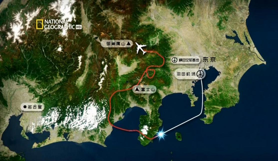 飞机失控后的飞行路线图。图片来源:纪录片《空中浩劫》 飞机失控后的飞行路线图。图片来源:纪录片《空中浩劫》