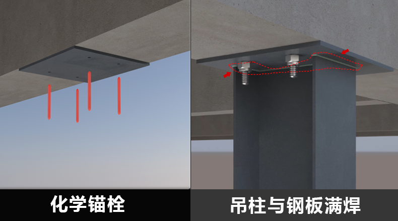 混凝土梁下吊钢柱怎么做? - 知乎