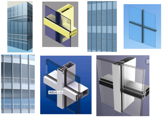(1)明框玻璃幕牆系統標準產品——產品標準化,系列化設計,質量穩定