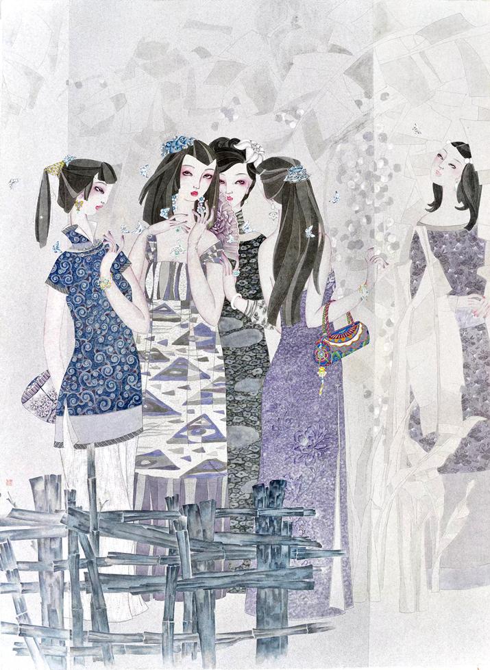 品貌日新赏画家何风丽何啸工笔人物画