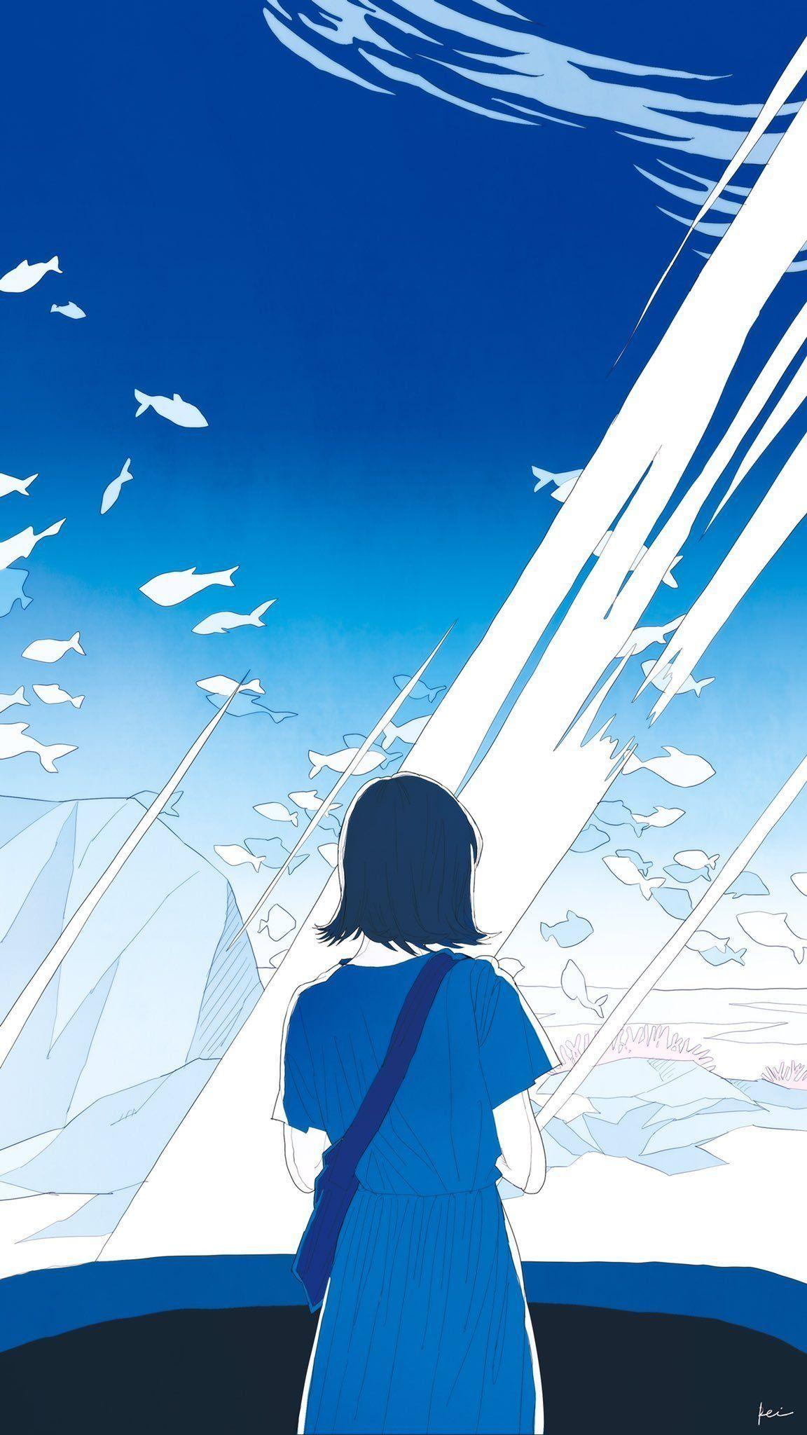 动漫手机壁纸】蓝白色调太好看了！ - 知乎