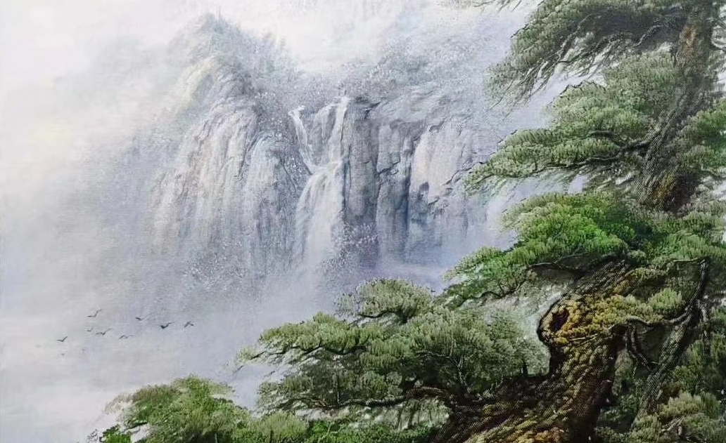 刀画视频刀画教学视频之冬季雪景中远山的画法