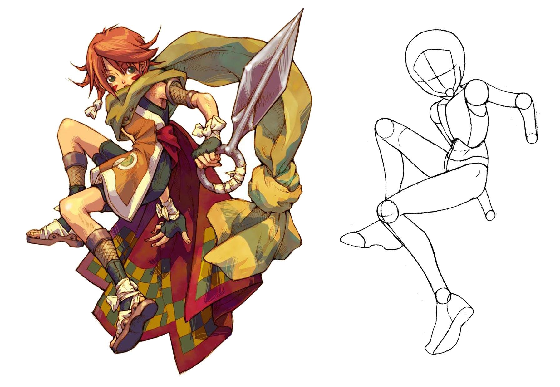 游戏插画里的人物太难画?拆解成火柴人你就会画了!