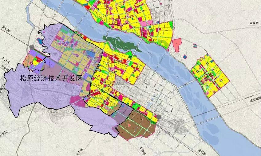 松原经济技术开发区规划位置图而在松原石油化学工业循环经济园区则