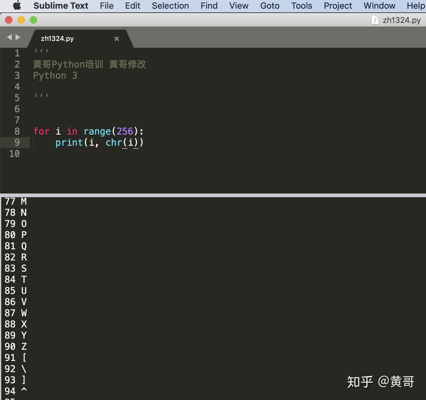 如何用python输出ASCII码表的字符？ - 知乎