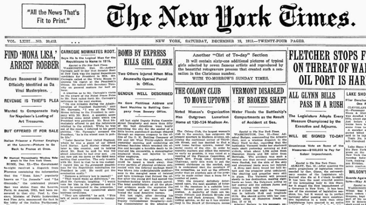 纽约时报头版,1913 年 12 月 13 日 — 08 纽约时报公司意大利警方