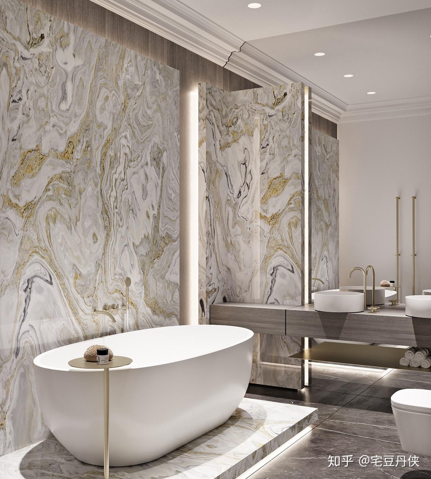 高级灰 大理石,低调且华丽的现代简约风住宅设计