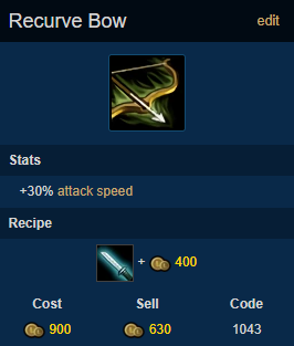 反曲之弓  30%攻速 短剑 400金币