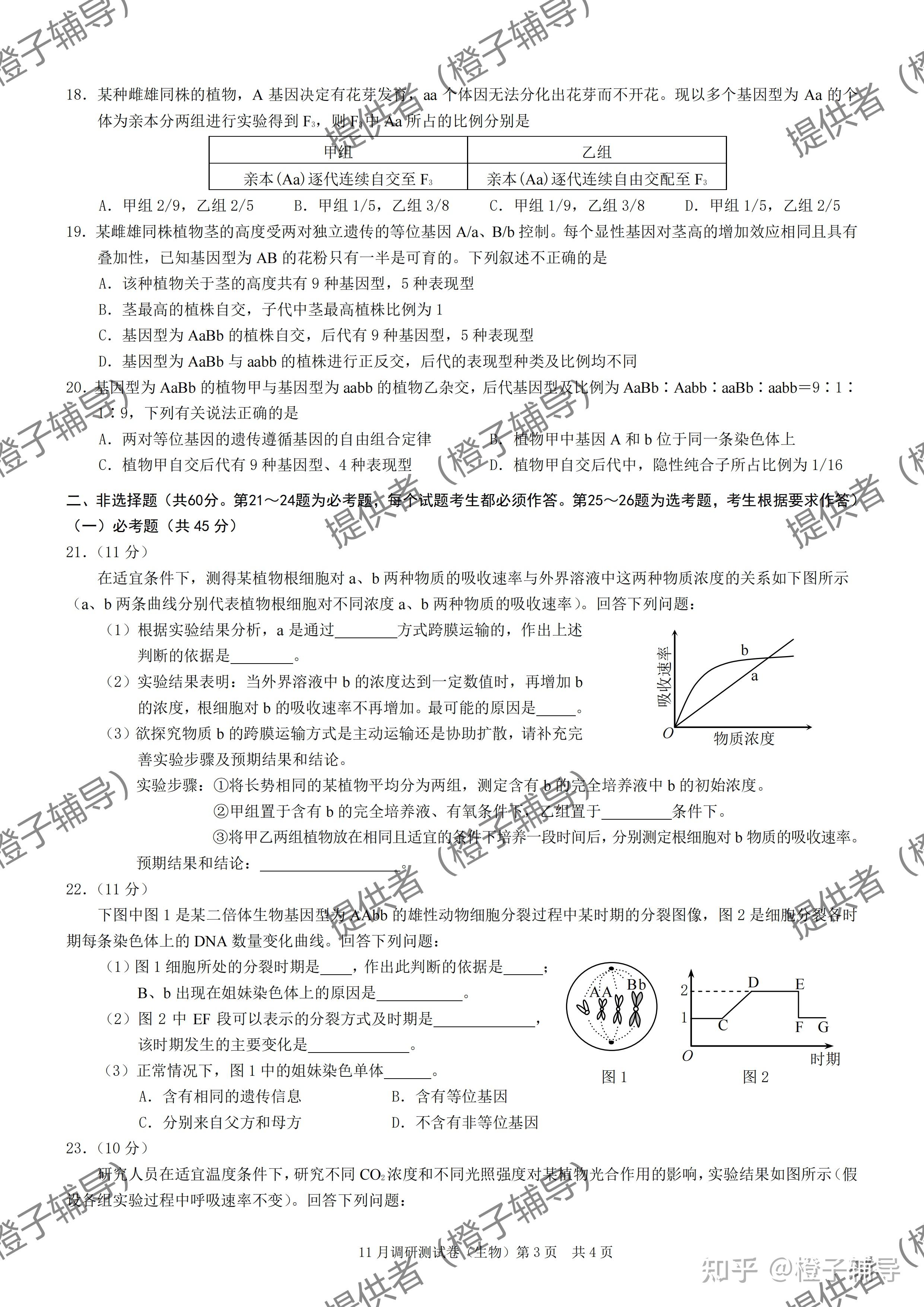 (重庆康德卷半期考试)2021年普通高等学校招生全国统一考试11月调研