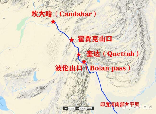 的南线从坎大哈(candahar)开始,由西北向东南穿过霍贾克山口(hojak