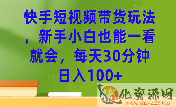 《快手短视频带货玩法》每天30分钟日入100+_wwz