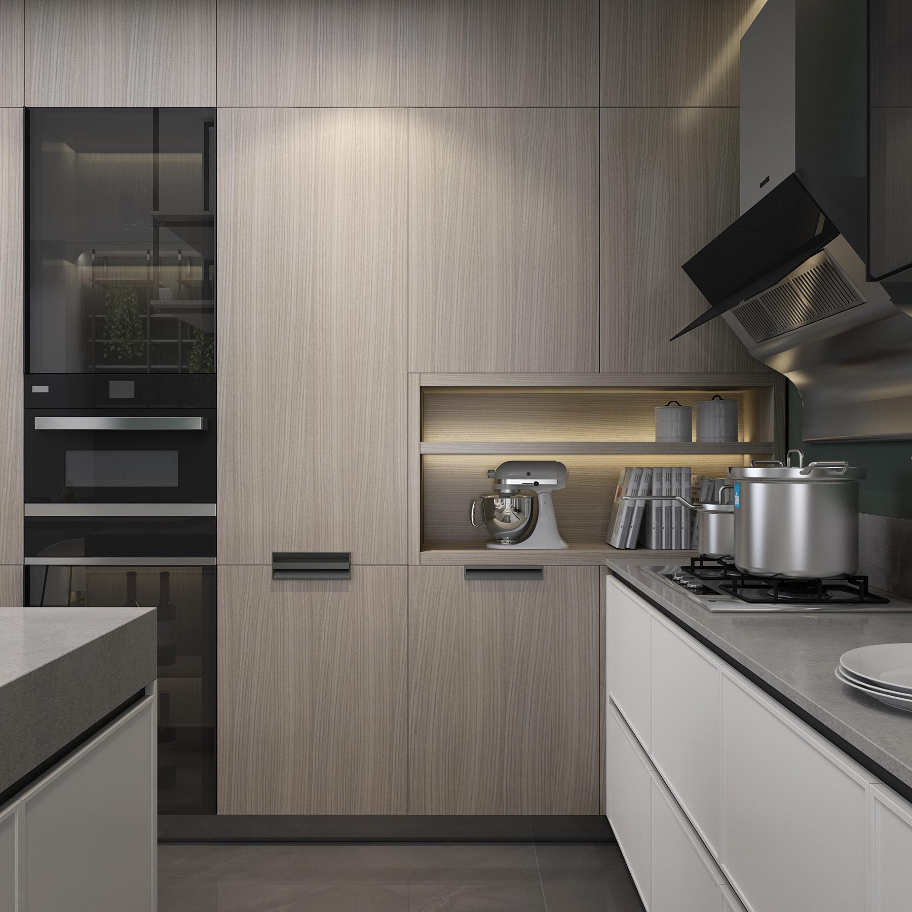 总的来说:饰面板性价比更高!最后,厨柜的五金!