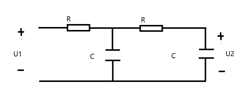 二階rc低通濾波器的基本電路如下圖