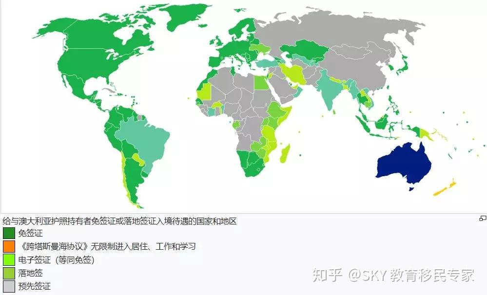 对各国家护照的旅行能力进行排名,而澳洲就以免签证或落地签进入183个