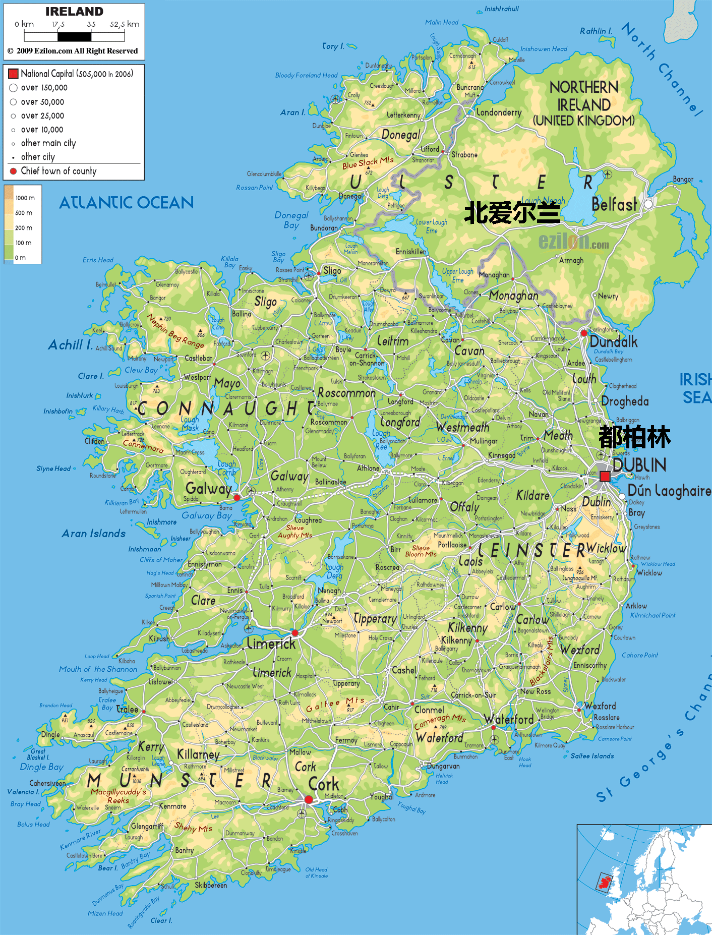 爱尔兰岛地形图片