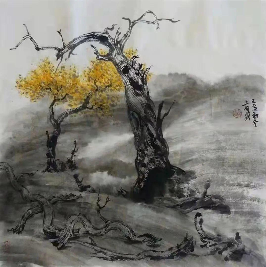 艺术中国胡杨风骨吴有安国画胡杨作品鉴赏